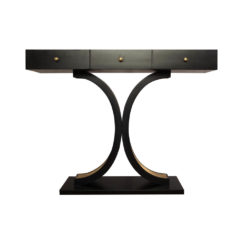 Fresno Dark Brown 3 Drawer Console Table with Curved Legs