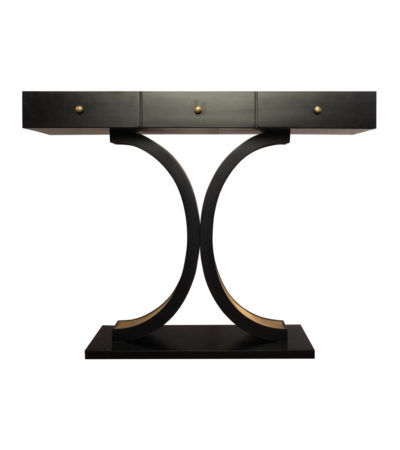 Fresno Dark Brown 3 Drawer Console Table with Curved Legs