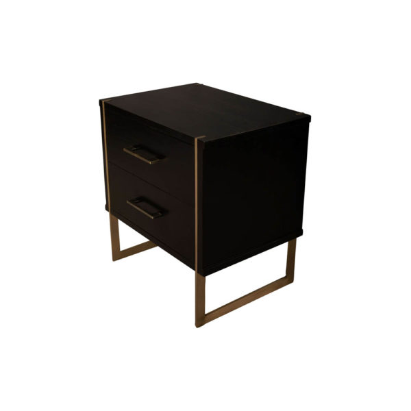 Hayman Wood Bedside Table with Brass Legs Top View