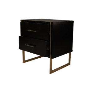 Hayman Wood Bedside Table with Brass Legs and Drawers