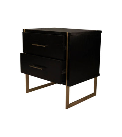 Hayman Wood Bedside Table with Brass Legs and Drawers