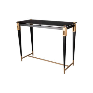 Ida Glass Console Table with Stainless Steel Legs Corner View