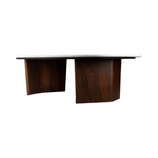 Olney Wooden with Dark Gray Marble Coffee Table Side View