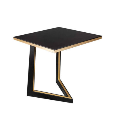 Rion Wooden Brown Side Table with Brass Inlay