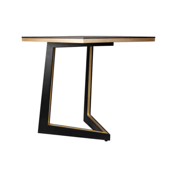 Rion Wooden Brown Side Table with Brass Inlay Corner