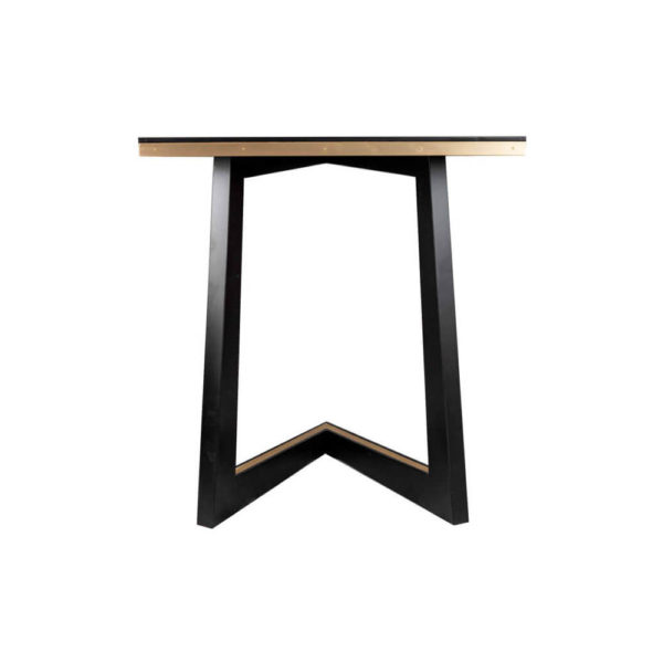 Rion Wooden Brown Side Table with Brass Inlay Front