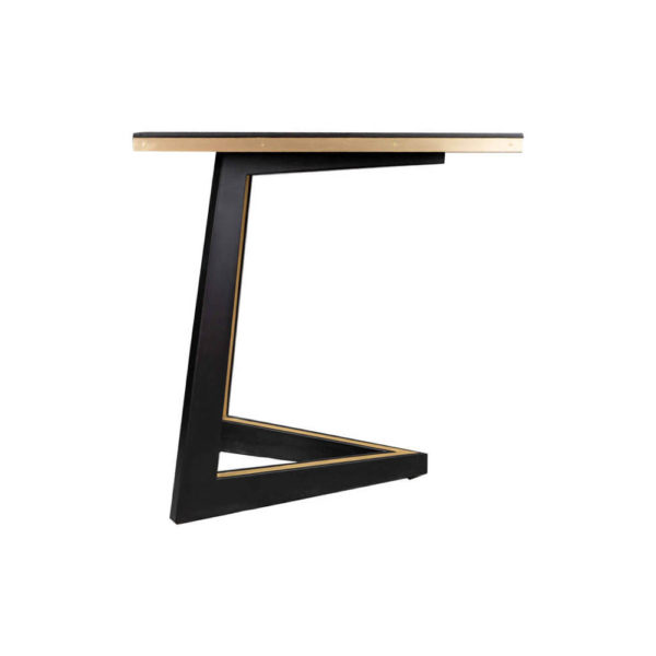 Rion Wooden Brown Side Table with Brass Inlay Side