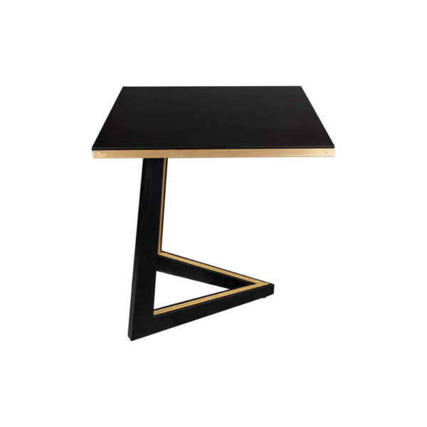 Rion Wooden Brown Side Table with Brass Inlay Top