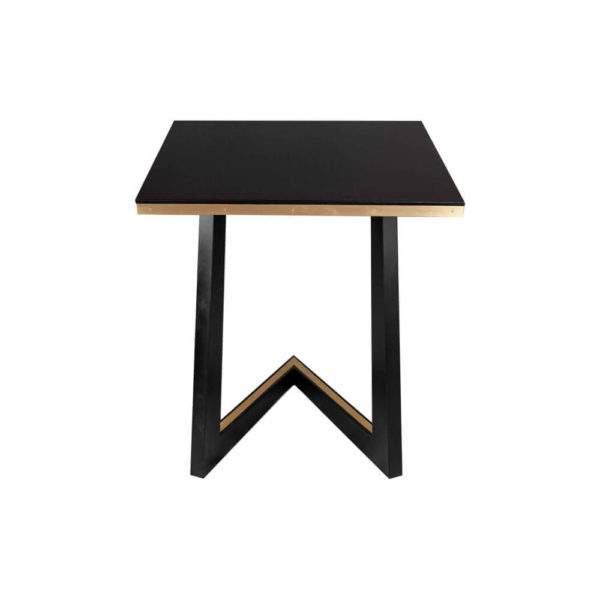 Rion Wooden Brown Side Table with Brass Inlay View