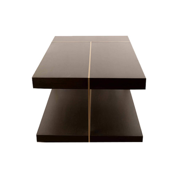 Wimbledon Wooden with Brass Coffee Table UK Side View