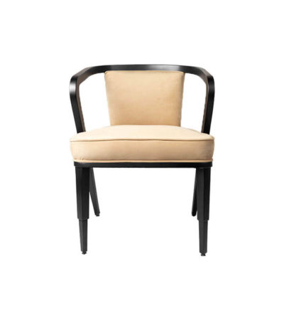 Zaria Beige Velvet Dining Chair with Armrest