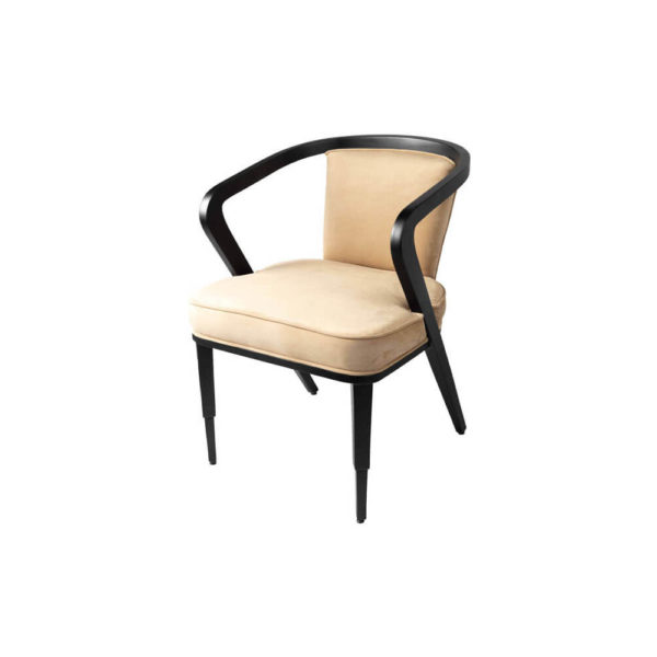 Zaria Beige Velvet Dining Chair with Armrest Side