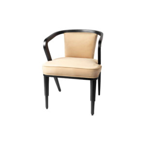Zaria Beige Velvet Dining Chair with Armrest View