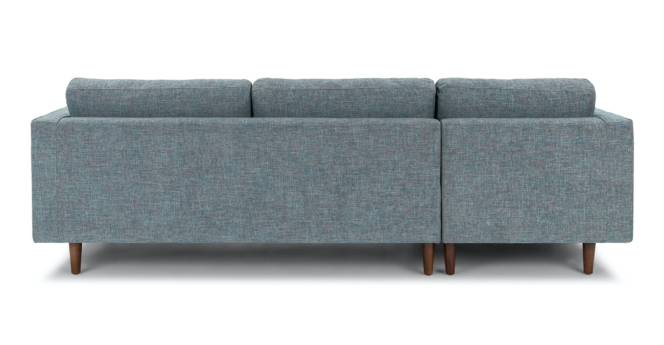Barcelona Upholstered Aqua Tweed Fabric Corner Sofa 3