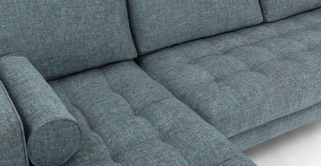 Barcelona Upholstered Aqua Tweed Fabric Corner Sofa 4
