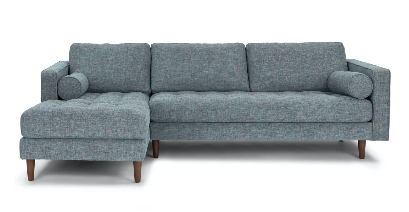 Barcelona Upholstered Aqua Tweed Fabric Corner Sofa 1