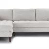 Barcelona Upholstered Birch Ivory Fabric Corner Sofa 7