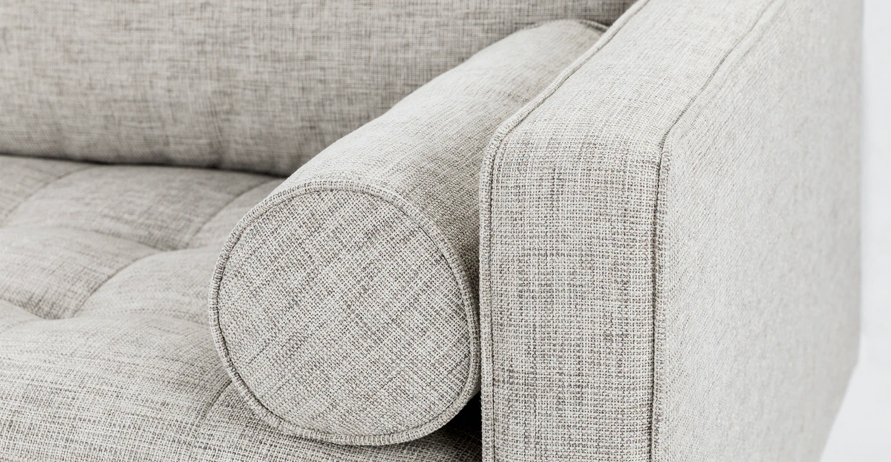 Barcelona Upholstered Birch Ivory Fabric Corner Sofa 4