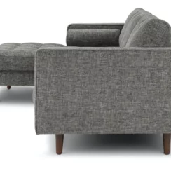 Barcelona Upholstered Briar Gray Fabric Corner Sofa - Side