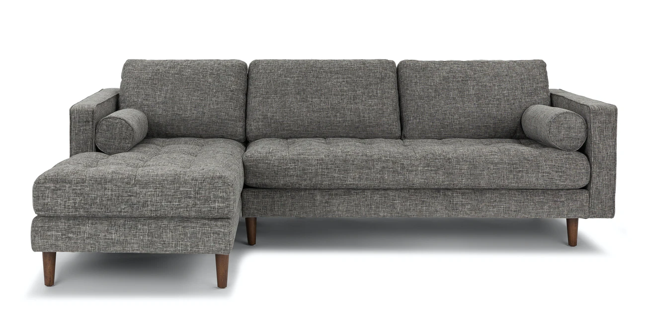 Barcelona Upholstered Briar Gray Fabric Corner Sofa 1