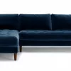 Barcelona Upholstered Cascadia Blue Velvet Corner Sofa 7