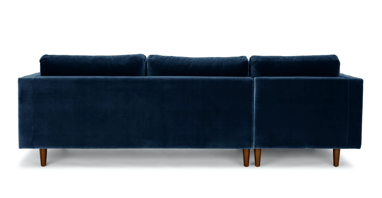 Barcelona Upholstered Cascadia Blue Velvet Corner Sofa 3