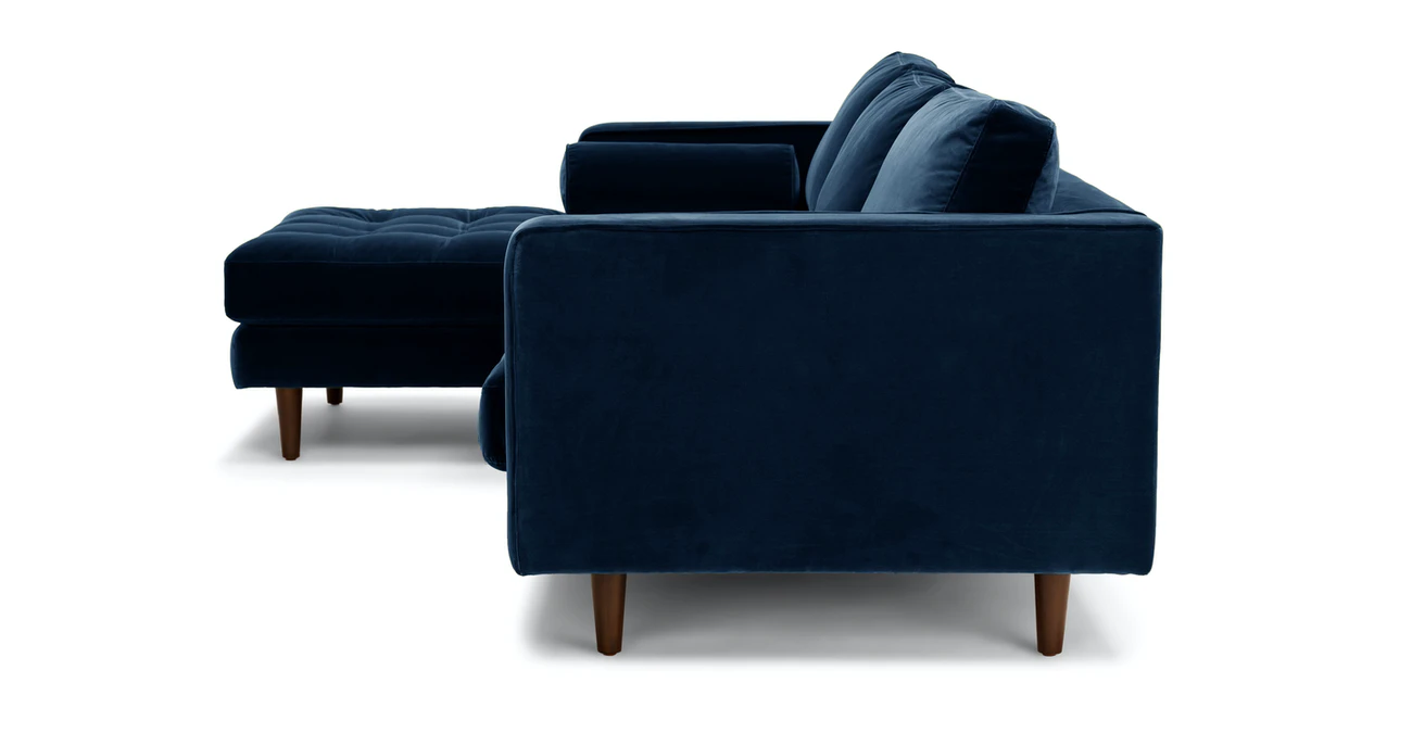 Barcelona Upholstered Cascadia Blue Velvet Corner Sofa 2