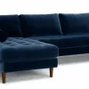 Barcelona Upholstered Cascadia Blue Velvet Corner Sofa 12