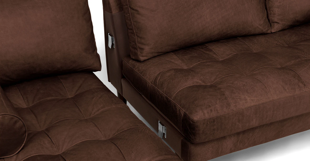 Barcelona Upholstered Charme Chocolate Leather Corner Sofa 4