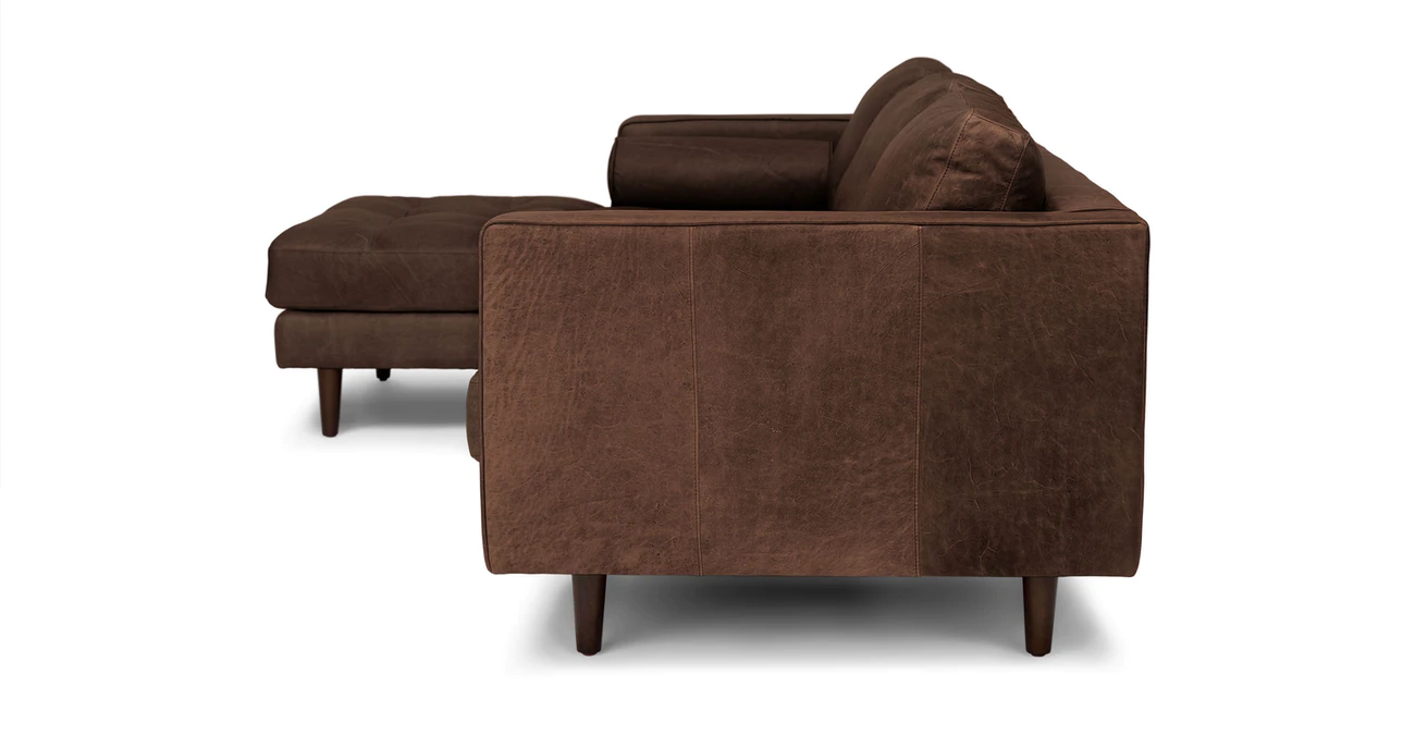 Barcelona Upholstered Charme Chocolate Leather Corner Sofa 2