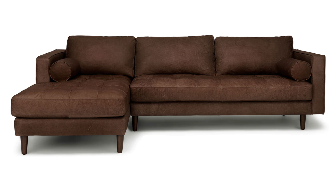 Barcelona Upholstered Charme Chocolate Leather Corner Sofa 1