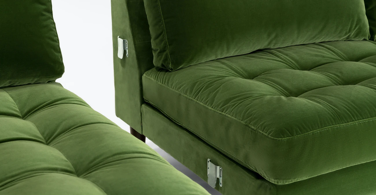 Barcelona Upholstered Grass Green Velvet Corner Sofa 5