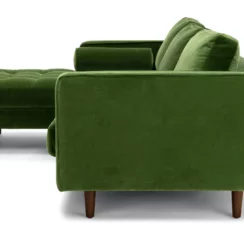 Barcelona Upholstered Grass Green Velvet Corner Sofa - Side