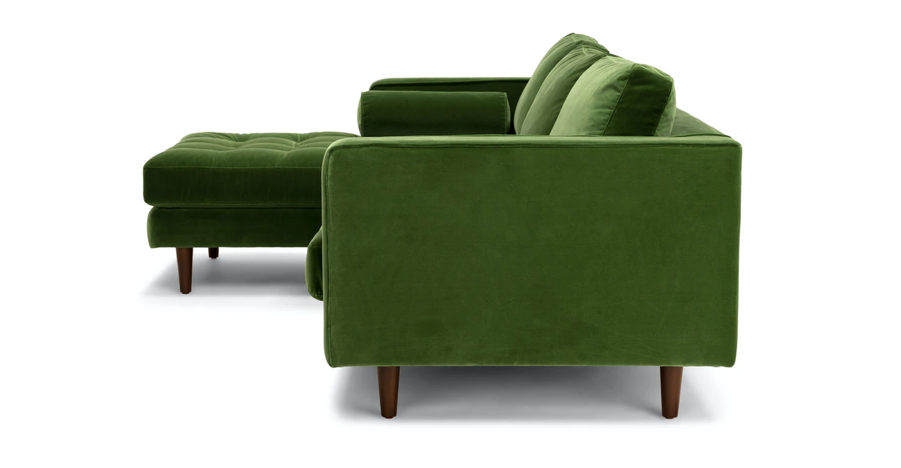 Barcelona Upholstered Grass Green Velvet Corner Sofa 2