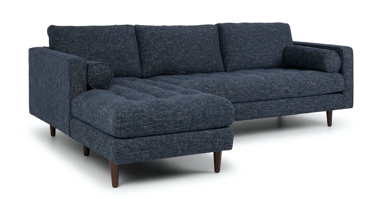 Barcelona Upholstered Neptune Blue Fabric Corner Sofa 7