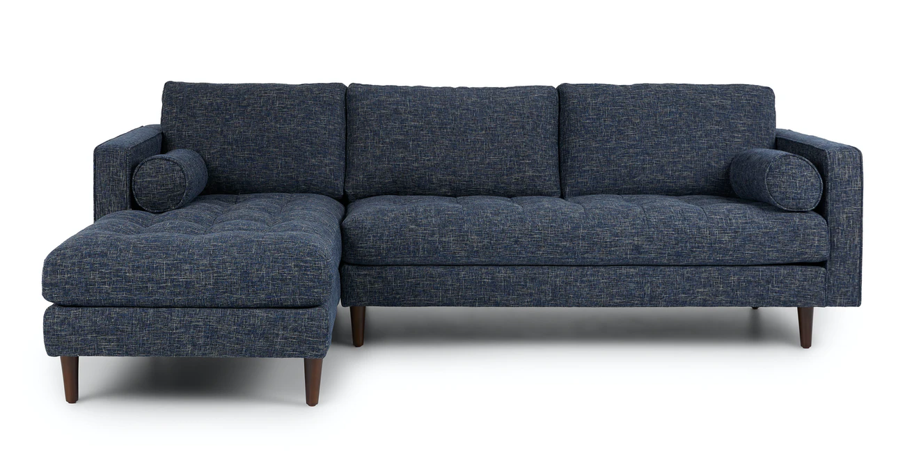 Barcelona Upholstered Neptune Blue Fabric Corner Sofa 1