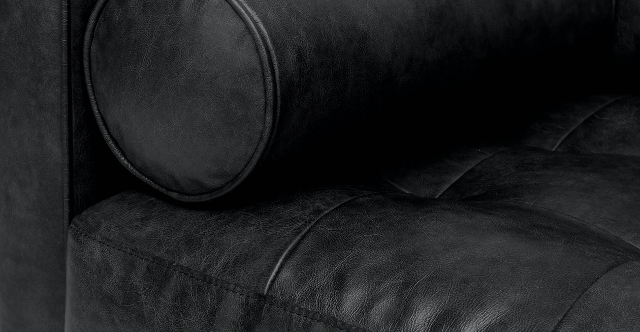 Barcelona Upholstered Oxford Black Leather Corner Sofa 4