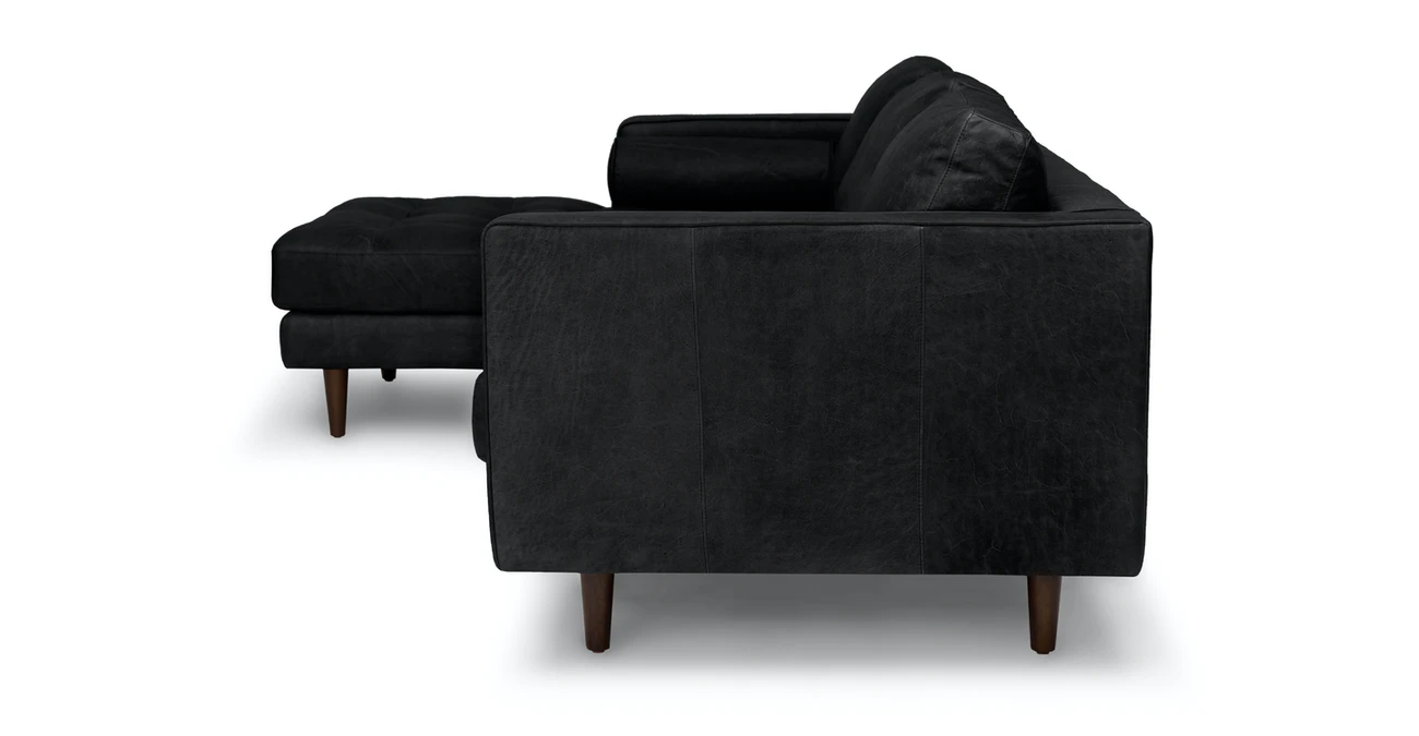 Barcelona Upholstered Oxford Black Leather Corner Sofa 2