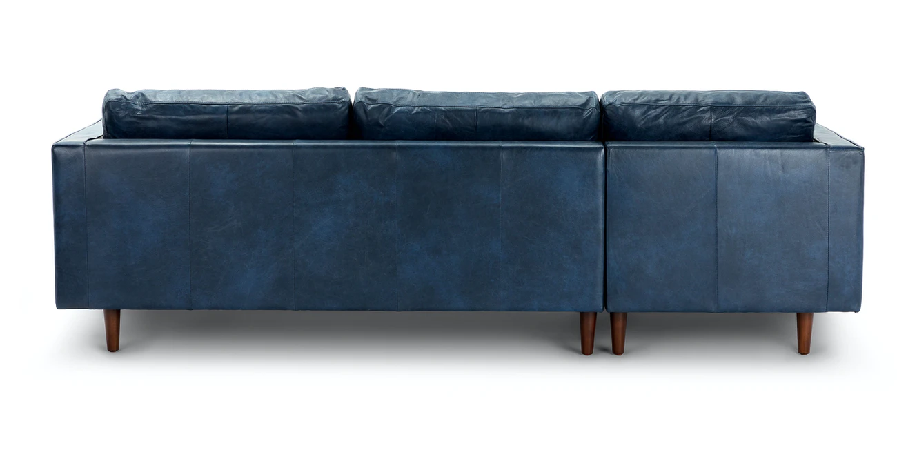 Barcelona Upholstered Oxford Blue Leather Corner Sofa 3