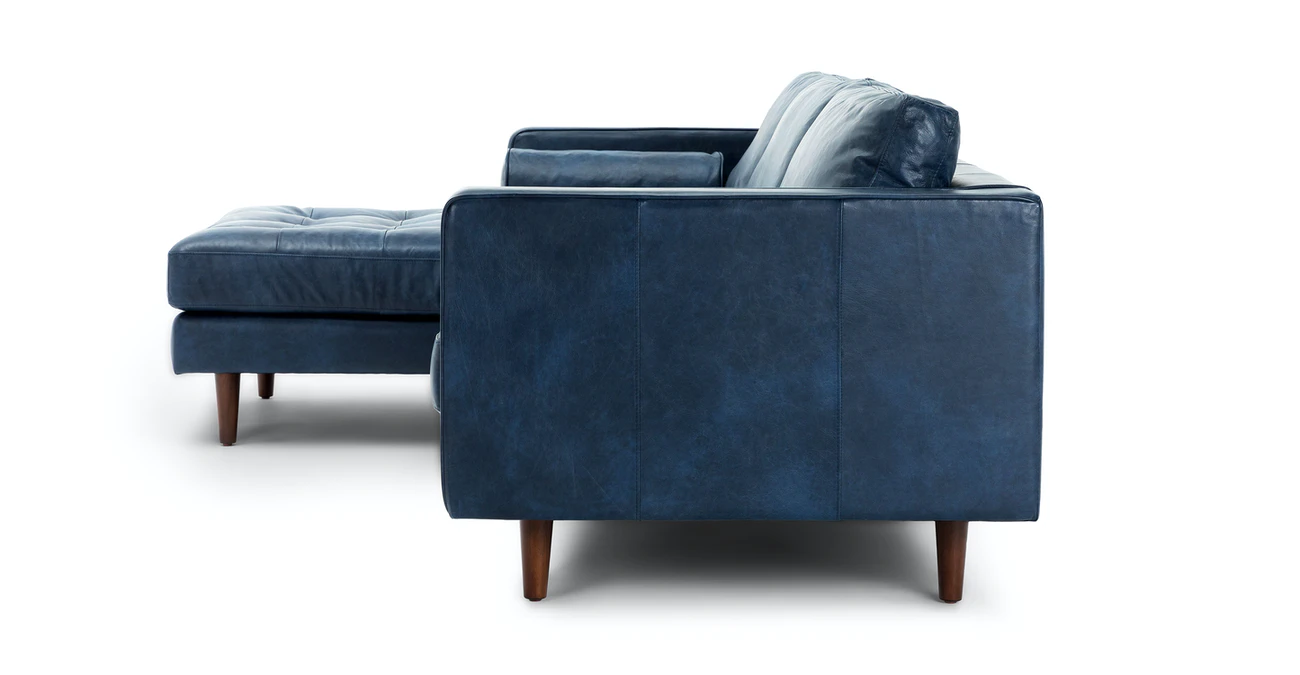 Barcelona Upholstered Oxford Blue Leather Corner Sofa 2