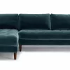 Barcelona Upholstered Pacific Blue Velvet Corner Sofa 8