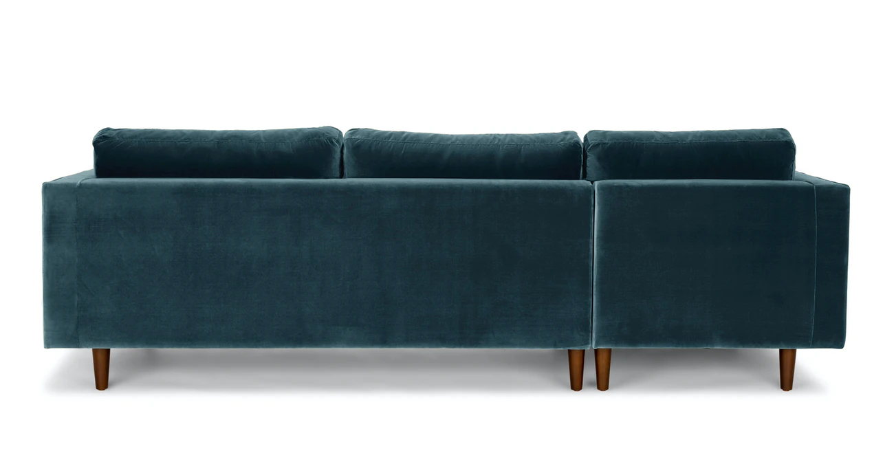 Barcelona Upholstered Pacific Blue Velvet Corner Sofa 3