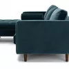 Barcelona Upholstered Pacific Blue Velvet Corner Sofa 11