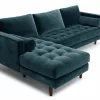 Barcelona Upholstered Pacific Blue Velvet Corner Sofa 9