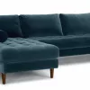 Barcelona Upholstered Pacific Blue Velvet Corner Sofa 14