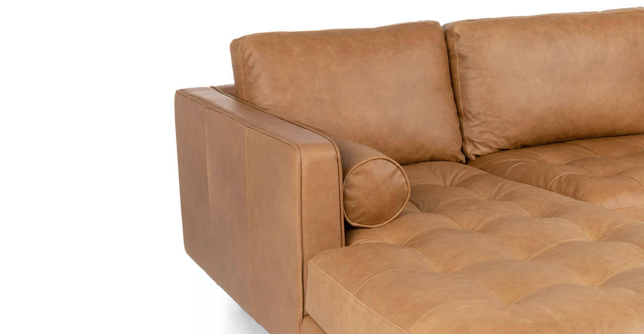 Barcelona Upholstered Tan Leather Corner Sofa 4