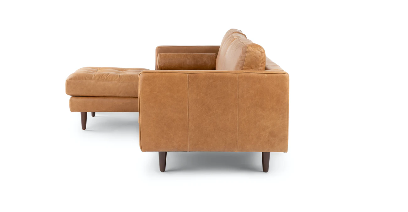 Barcelona Upholstered Tan Leather Corner Sofa 3