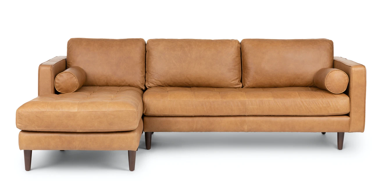 Barcelona Upholstered Tan Leather Corner Sofa 1