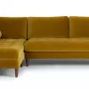 Barcelona Upholstered Yarrow Gold Velvet Corner Sofa 8