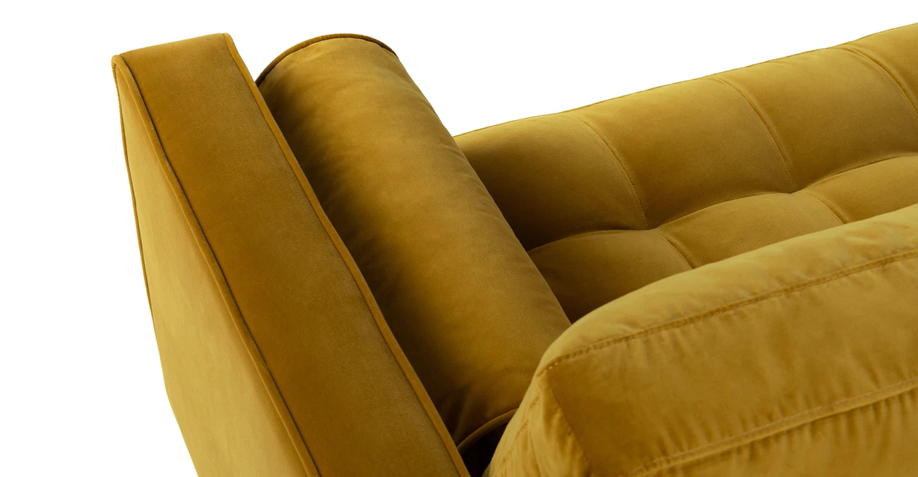Barcelona Upholstered Yarrow Gold Velvet Corner Sofa 4